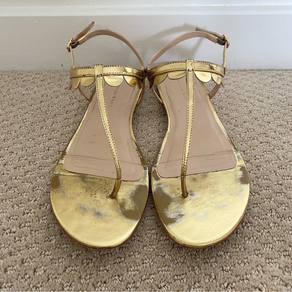 Loeffler Randall Gold Flat Sandals